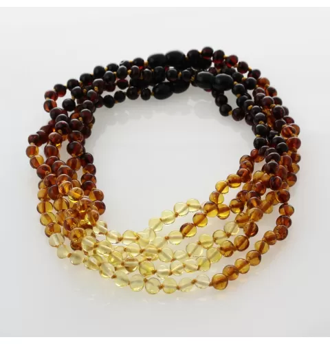 5 Rainbow BAROQUE Baltic amber teething necklaces 32cm