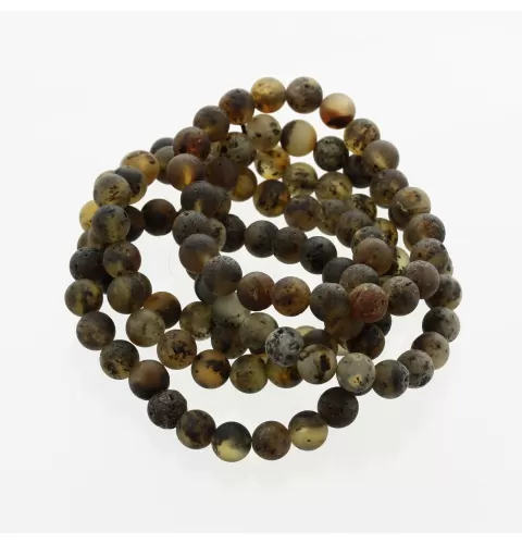5 Raw Dark ROUND Baltic amber bracelets 19cm