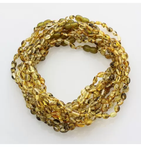 10 Green BEANS Baby teething Baltic amber necklaces 32cm