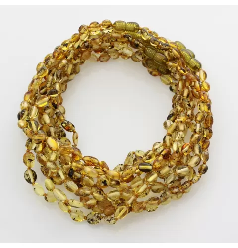 10 Green BEANS Baby teething Baltic amber necklaces 32cm