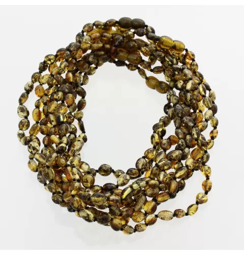 10 Dark BEANS Baby teething Baltic amber necklaces 32cm