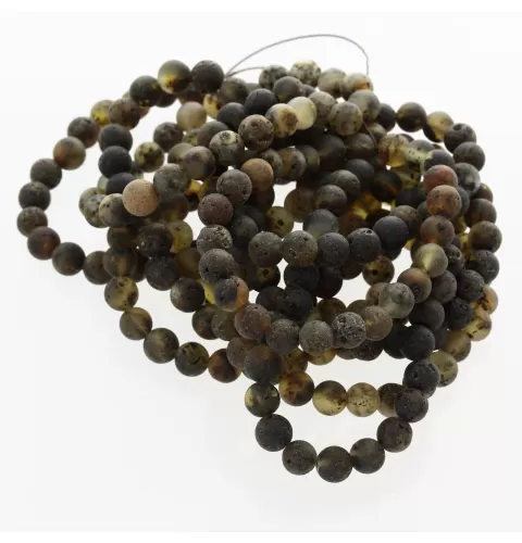 10 Raw Dark ROUND Baltic amber bracelets 19cm