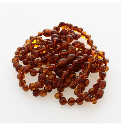 10 Cognac BAROQUE Baltic amber teething bracelets 13cm