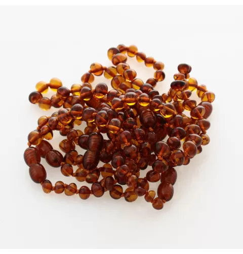 10 Cognac BAROQUE Baltic amber teething bracelets 13cm