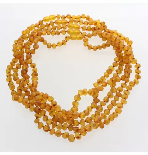 5 Raw Honey BAROQUE Baltic amber adult necklaces 45cm