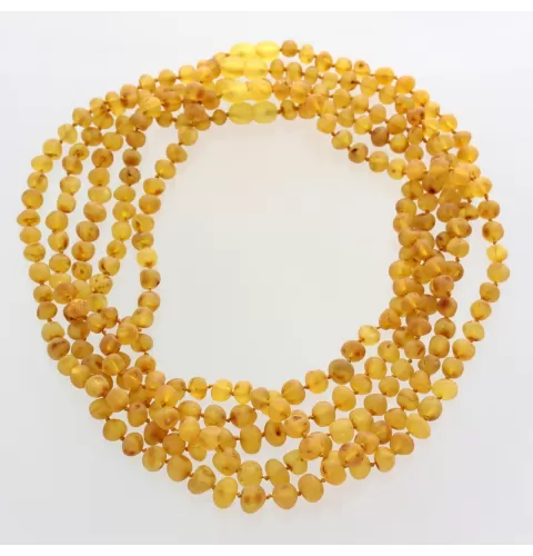 5 Raw Honey BAROQUE Baltic amber adult necklaces 45cm