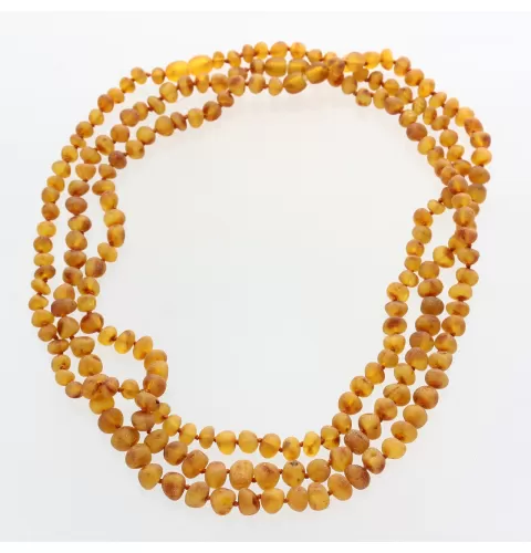 3 Raw Honey BAROQUE Baltic amber adult necklaces 51cm