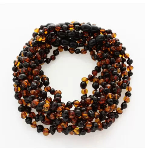 10 Multi BROQUE teething Baltic amber necklaces 28cm