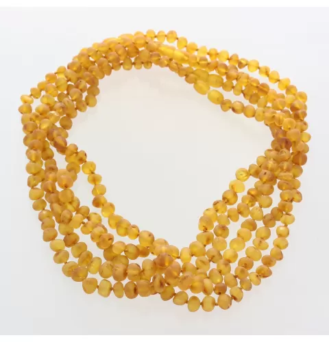 5 Raw Honey BAROQUE Baltic amber adult necklaces 45cm