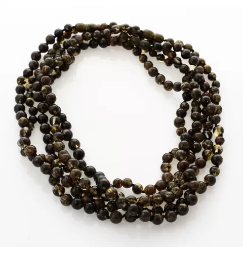 5 Dark ROUND beads Baltic amber adult necklaces 45cm