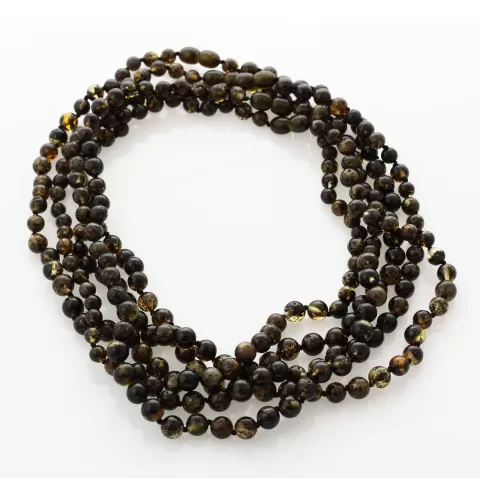 5 Dark ROUND beads Baltic amber adult necklaces 45cm
