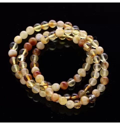 3 Mix ROUND Baltic amber bracelets 19cm