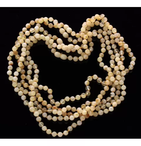 5 Butter ROUND beads Baltic amber adult necklaces 48cm
