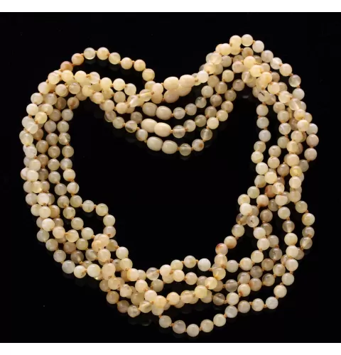 5 Butter ROUND beads Baltic amber adult necklaces 48cm