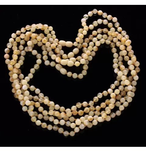 5 Butter ROUND beads Baltic amber adult necklaces 48cm