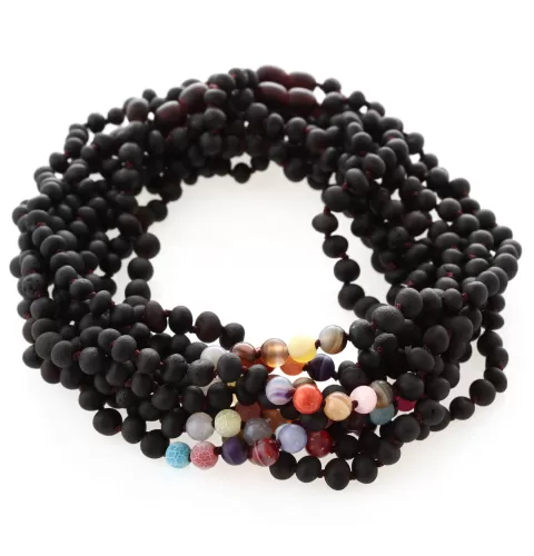 10 Raw Cherry Gems Baltic Amber teething necklaces 33cm