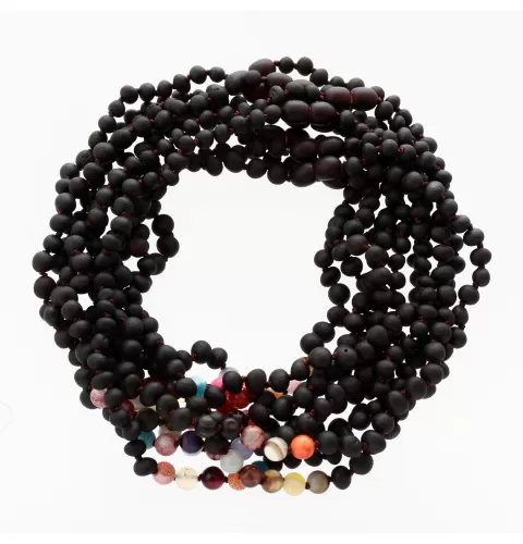 10 Raw Cherry Gems Baltic Amber teething necklaces 33cm