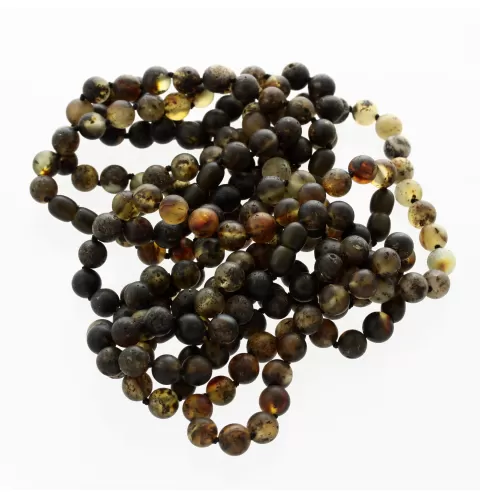 10 Raw Dark ROUND Baltic amber bracelets 20cm