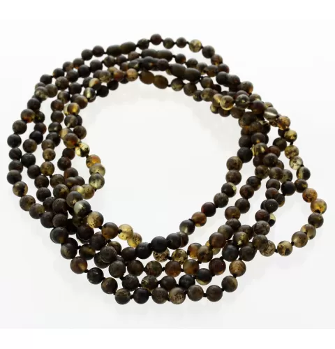 5 Raw Dark ROUND beads Baltic amber adult necklaces 45cm