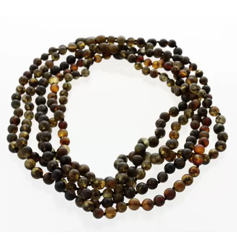 5 Raw Dark ROUND beads Baltic amber adult necklaces 45cm