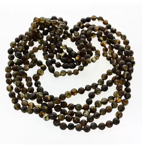 5 Raw Dark ROUND beads Baltic amber adult necklaces 55cm
