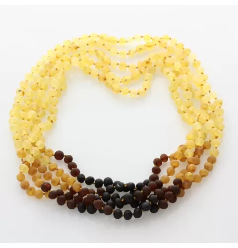 5 Raw Rainbow BAROQUE Baltic amber adult necklaces 51cm