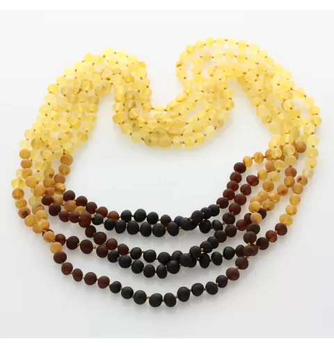 5 Raw Rainbow BAROQUE Baltic amber adult necklaces 57cm