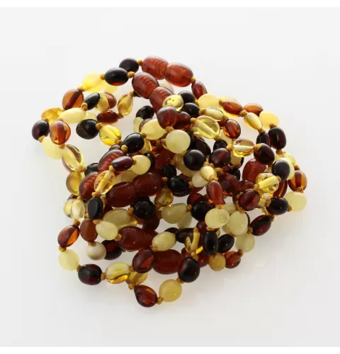 10 Multi BEANS Baltic amber teething Baby bracelets 14cm