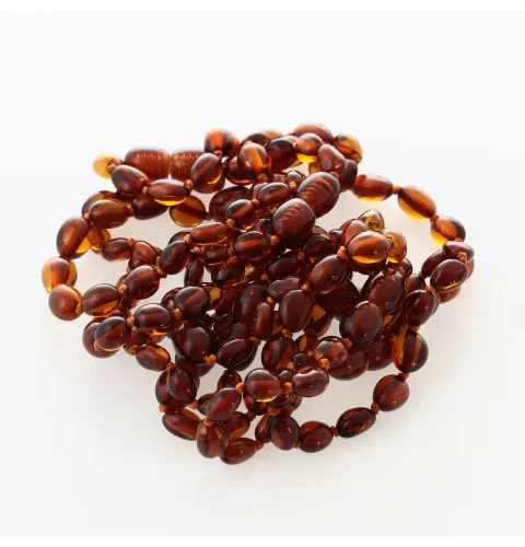 10 Cognac BEANS Baltic amber teething Baby bracelets 12cm
