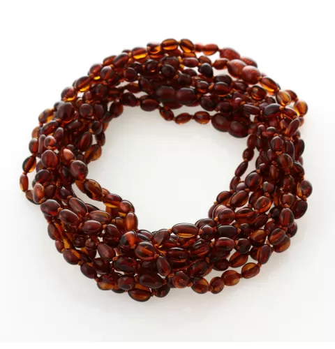 10 Cognac BEANS Baby teething Baltic amber necklaces 30cm