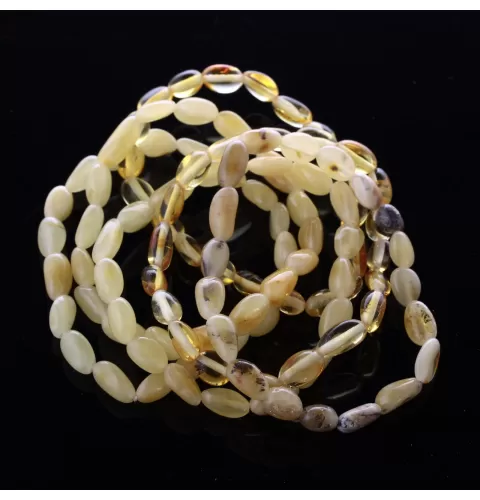 6 Milk BEANS Baltic amber adult stretch bracelets 19cm