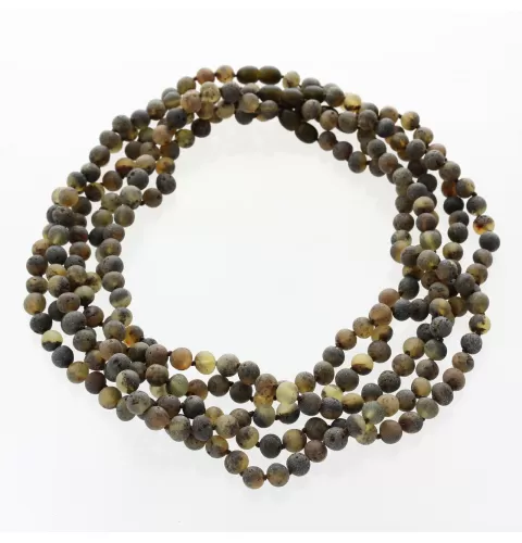 5 Big Raw Green BAROQUE Baltic amber adult necklaces 47cm