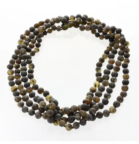 4 Big Raw Green BAROQUE Baltic amber adult necklaces 48cm