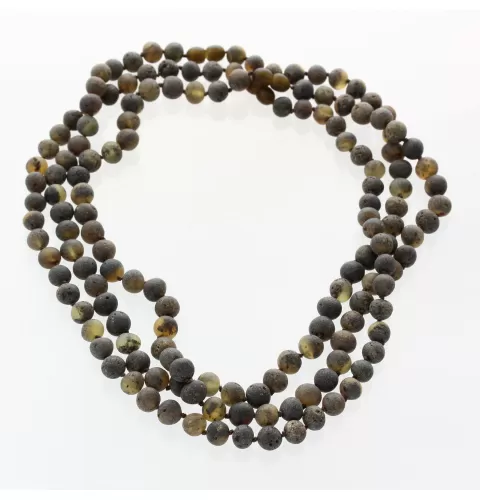 3 Big Raw Green BAROQUE Baltic amber adult necklaces 50cm