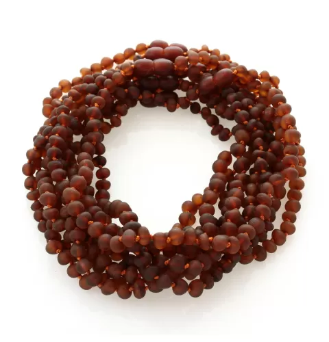 10 Raw Cognac BAROQUE Baltic amber teething necklaces 32cm