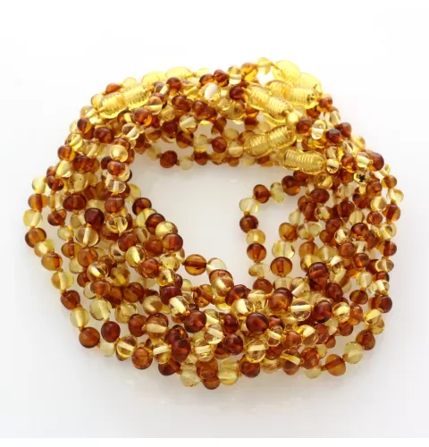 10 Multi BROQUE teething Baltic amber necklaces 28cm