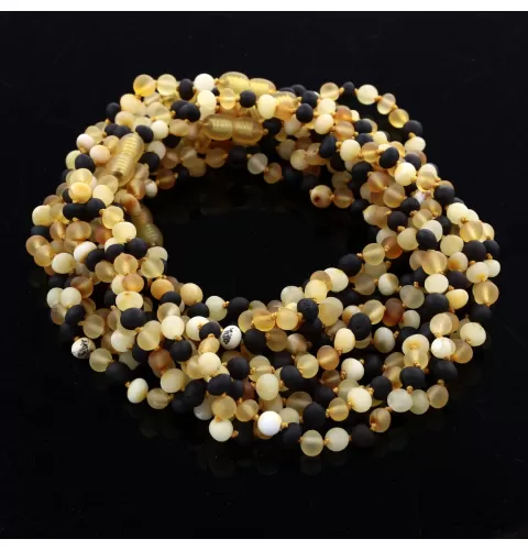 10 Raw Multi BAROQUE teething Baltic amber necklaces 33cm