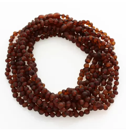 10 Raw Cognac BAROQUE Baltic amber teething necklaces 36cm