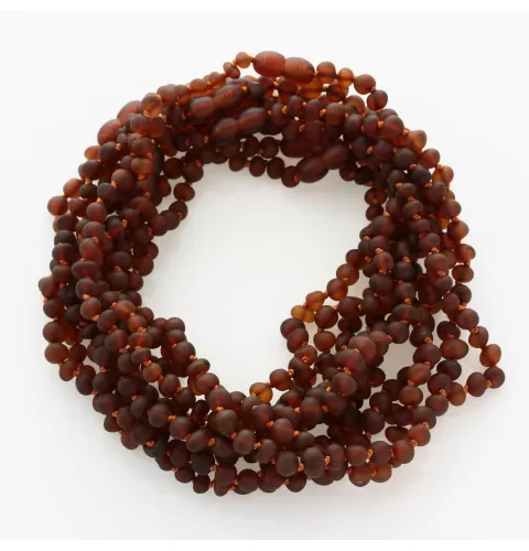 10 Raw Cognac BAROQUE Baltic amber teething necklaces 32cm
