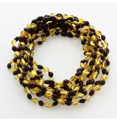 10 Multi BEANS Baby teething Baltic amber necklaces 33cm