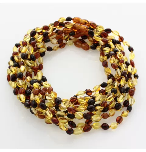 10 Multi BEANS Baby teething Baltic amber necklaces 33cm