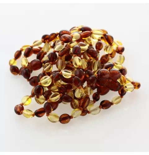 10 Multi BEANS Baltic amber teething Baby bracelets 14cm