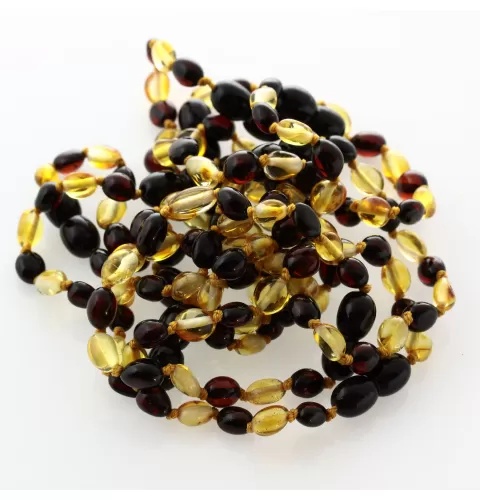 10 Multi BEANS Baltic amber teething Baby bracelets 14cm