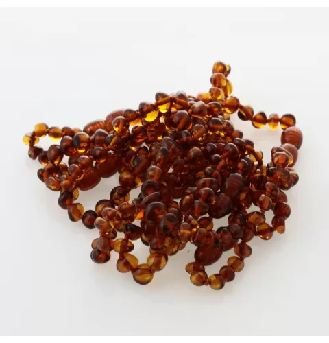 10 Cognac BAROQUE Baltic amber teething bracelets 13cm