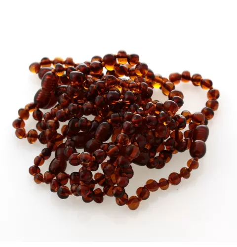 10 Cognac BAROQUE Baltic amber teething bracelets 15cm