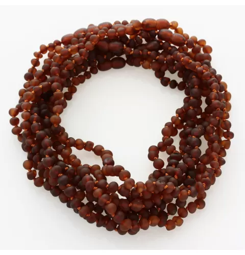 10 Raw Cognac BAROQUE Baltic amber teething necklaces 36cm