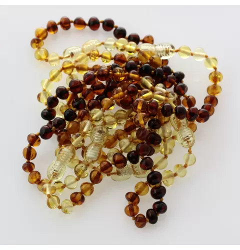 10 Rainbow BAROQUE Baltic amber teething bracelets 14cm