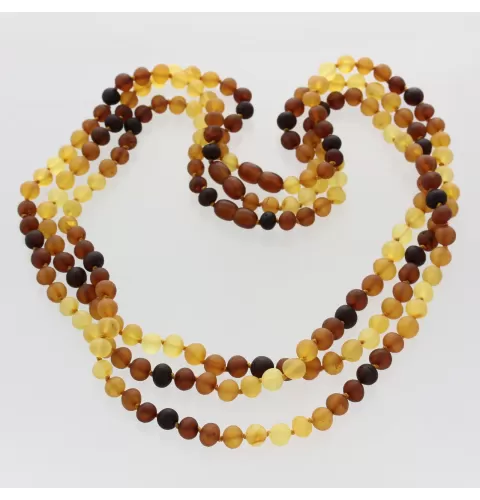 3 Raw Rainbow BAROQUE beads Baltic amber adult necklaces 56cm