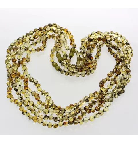 5 Green BAROQUE Baltic amber adult necklaces 60cm