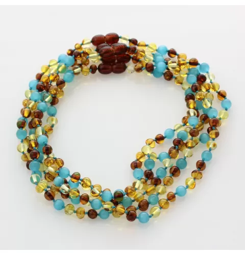 5 Lemon Gems Baltic Amber teething necklaces 33cm
